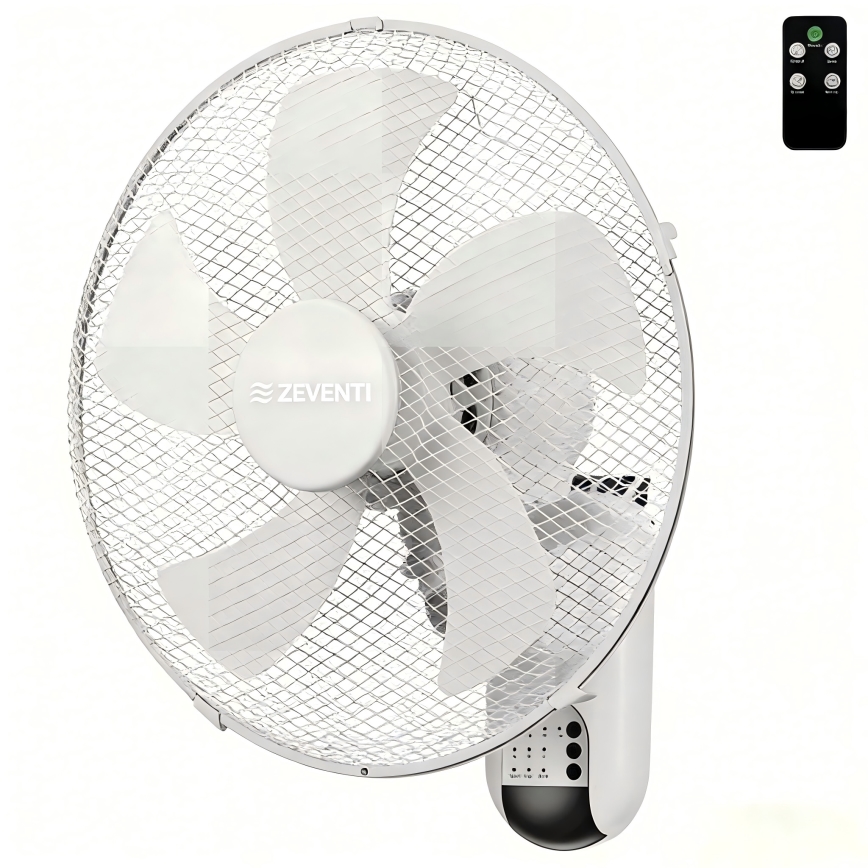 ZEVENTI - Nástěnný ventilátor FANNY 45W/230V pr. 41 cm bílá + dálkové ovládání