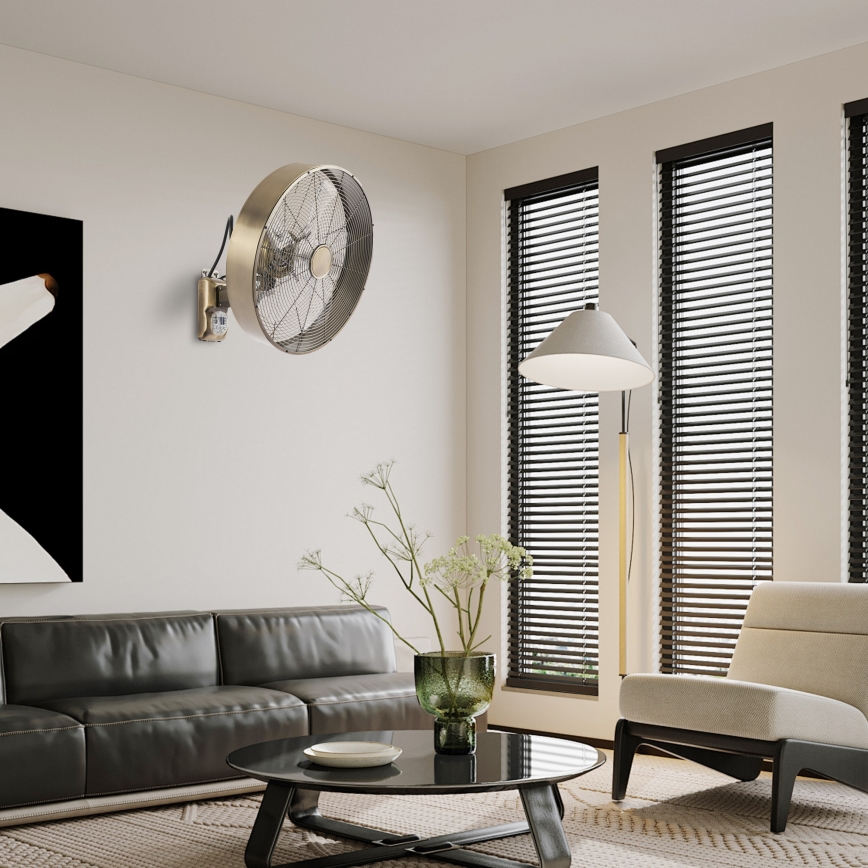 ZEVENTI - Nástěnný ventilátor FANNY 50W/230V pr. 45 cm bronzová + dálkové ovládání