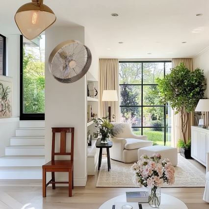 ZEVENTI - Nástěnný ventilátor FANNY 50W/230V pr. 45 cm bronzová + dálkové ovládání