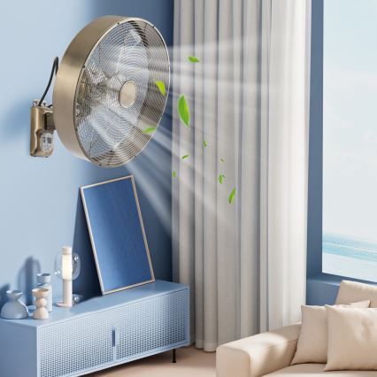 ZEVENTI - Nástěnný ventilátor FANNY 50W/230V pr. 45 cm bronzová + dálkové ovládání