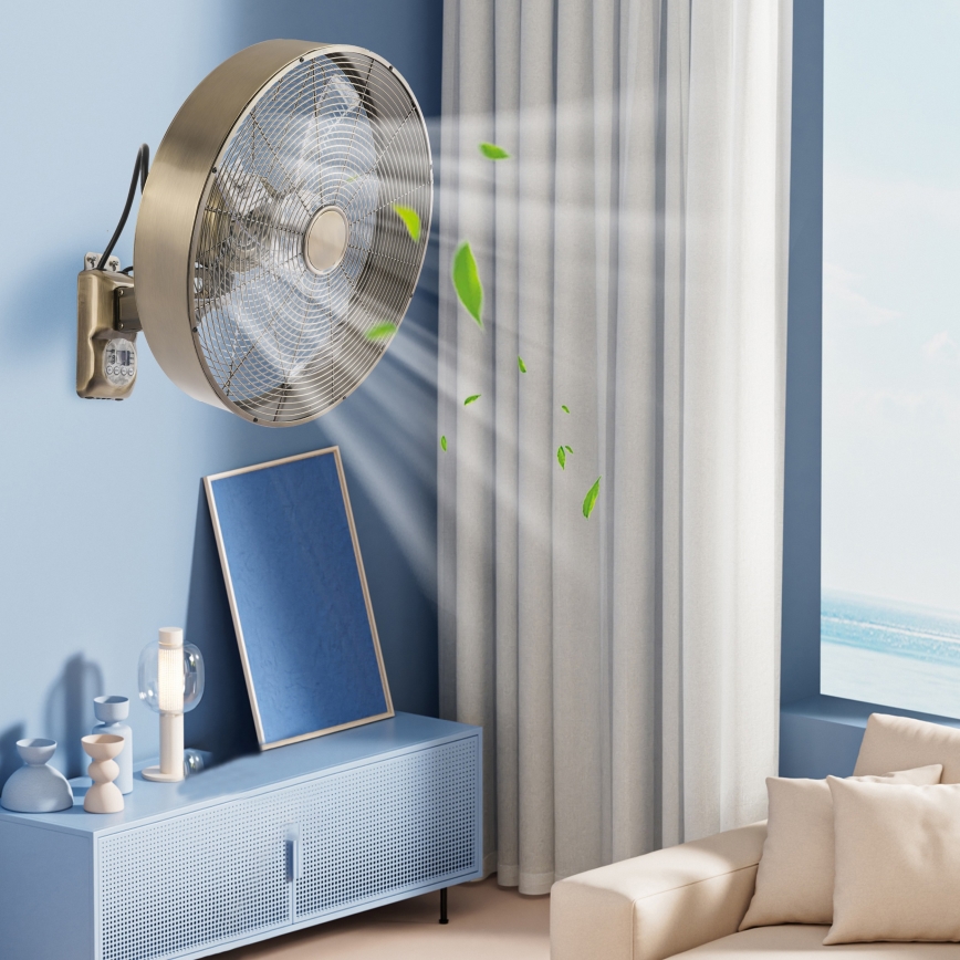 ZEVENTI - Nástěnný ventilátor FANNY 50W/230V pr. 45 cm bronzová + dálkové ovládání