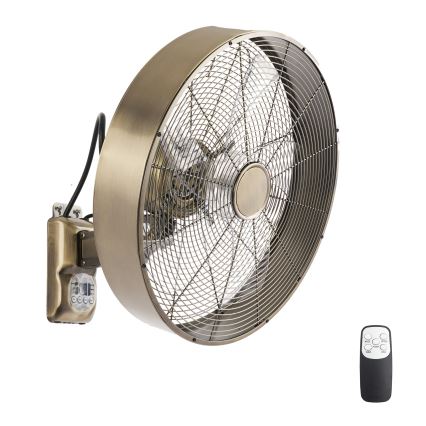 ZEVENTI - Nástěnný ventilátor FANNY 50W/230V pr. 45 cm bronzová + dálkové ovládání
