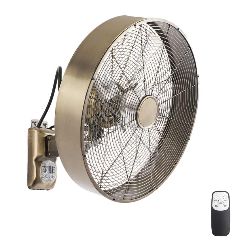 ZEVENTI - Nástěnný ventilátor FANNY 50W/230V pr. 45 cm bronzová + dálkové ovládání