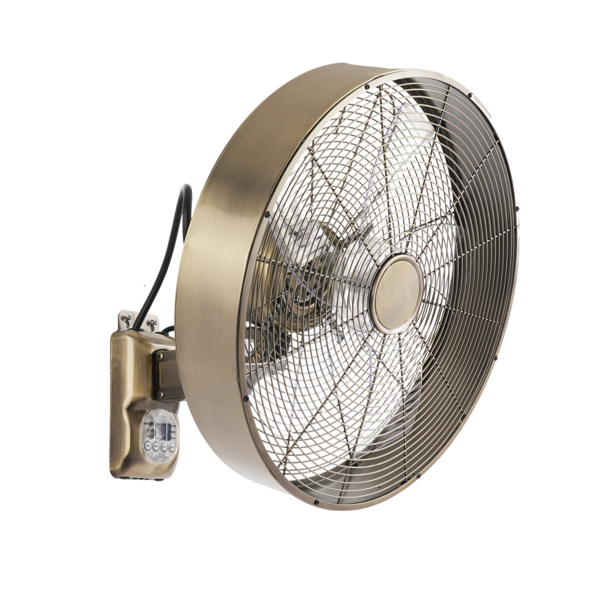 ZEVENTI - Nástěnný ventilátor FANNY 50W/230V pr. 45 cm bronzová + dálkové ovládání