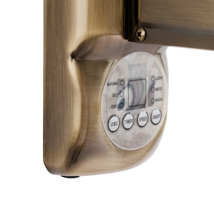 ZEVENTI - Nástěnný ventilátor FANNY 50W/230V pr. 45 cm bronzová + dálkové ovládání