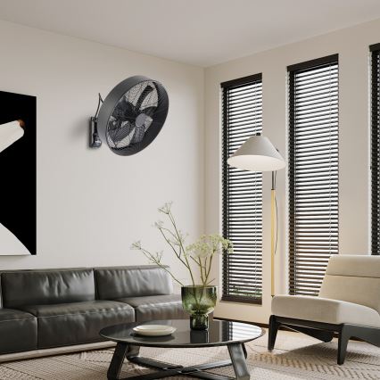 ZEVENTI - Nástěnný ventilátor FANNY 50W/230V pr. 45 cm černá + dálkové ovládání