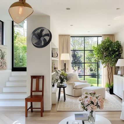 ZEVENTI - Nástěnný ventilátor FANNY 50W/230V pr. 45 cm černá + dálkové ovládání