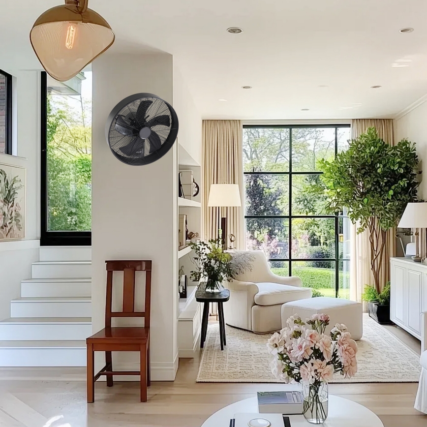 ZEVENTI - Nástěnný ventilátor FANNY 50W/230V pr. 45 cm černá + dálkové ovládání