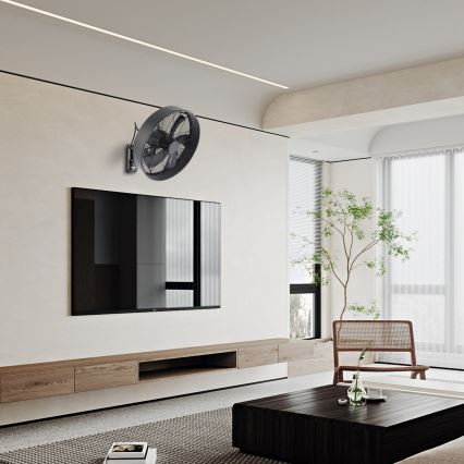 ZEVENTI - Nástěnný ventilátor FANNY 50W/230V pr. 45 cm černá + dálkové ovládání