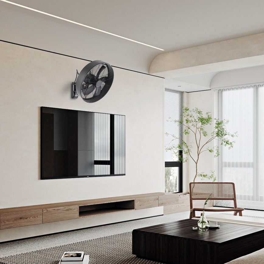 ZEVENTI - Nástěnný ventilátor FANNY 50W/230V pr. 45 cm černá + dálkové ovládání