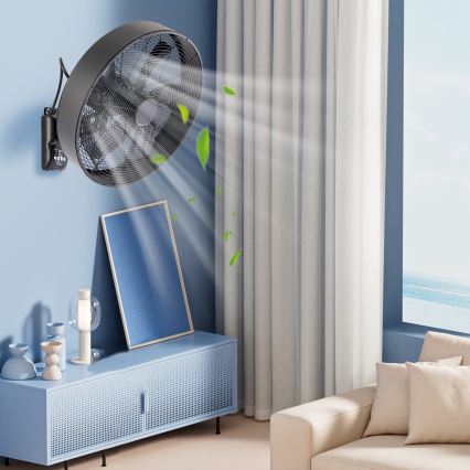 ZEVENTI - Nástěnný ventilátor FANNY 50W/230V pr. 45 cm černá + dálkové ovládání