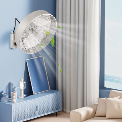 ZEVENTI - Nástěnný ventilátor FANNY 50W/230V pr. 45 cm matný chrom + dálkové ovládání