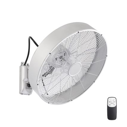 ZEVENTI - Nástěnný ventilátor FANNY 50W/230V pr. 45 cm matný chrom + dálkové ovládání