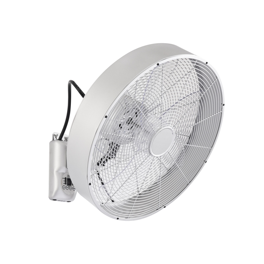 ZEVENTI - Nástěnný ventilátor FANNY 50W/230V pr. 45 cm matný chrom + dálkové ovládání