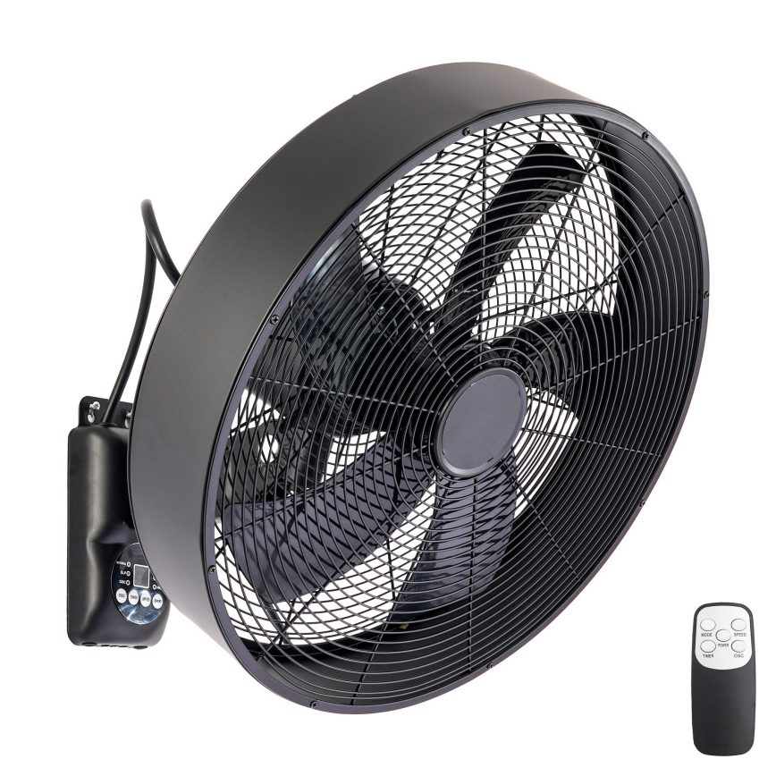 ZEVENTI - Nástěnný ventilátor FANNY 50W/230V pr. 45 cm černá + dálkové ovládání