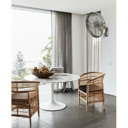 ZEVENTI - Nástěnný ventilátor FREEZE 50W/230V pr. 40 cm matný chrom + dálkové ovládání