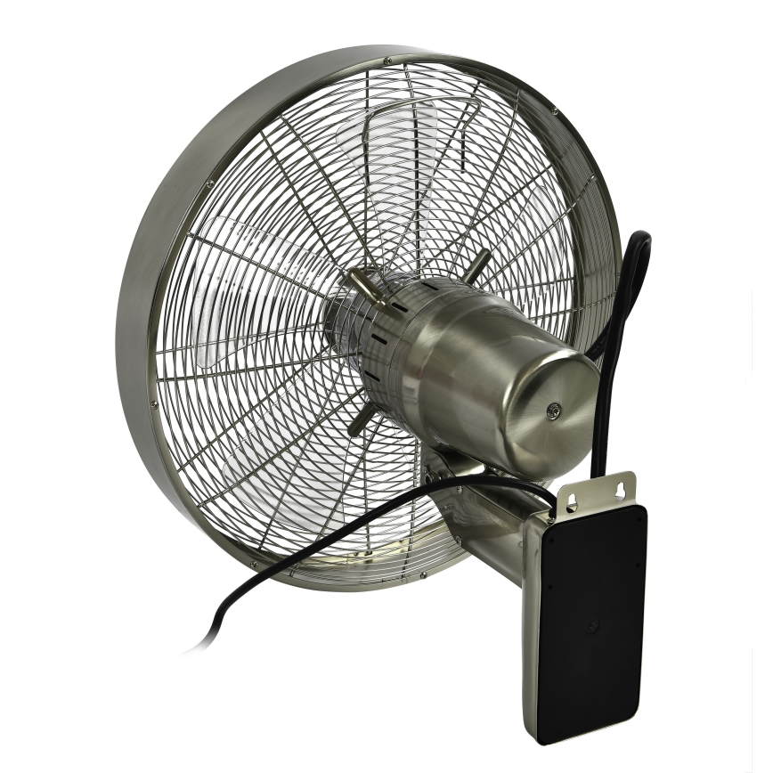 ZEVENTI - Nástěnný ventilátor FREEZE 50W/230V pr. 40 cm matný chrom + dálkové ovládání
