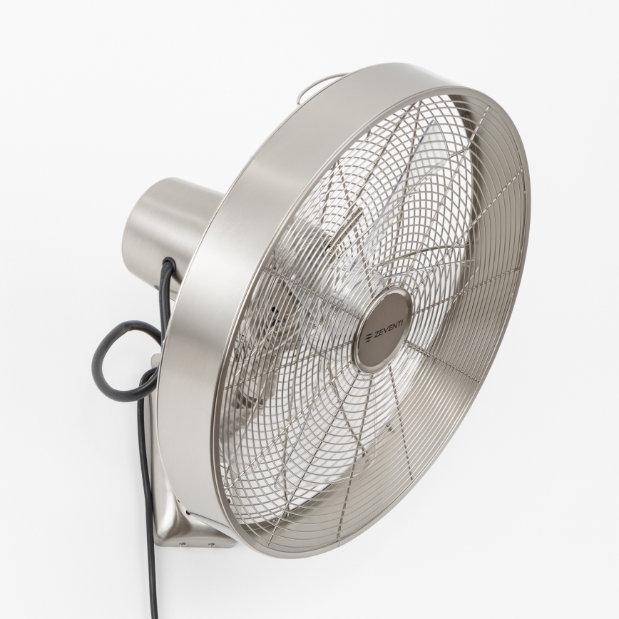 ZEVENTI - Nástěnný ventilátor FREEZE 50W/230V pr. 40 cm matný chrom + dálkové ovládání