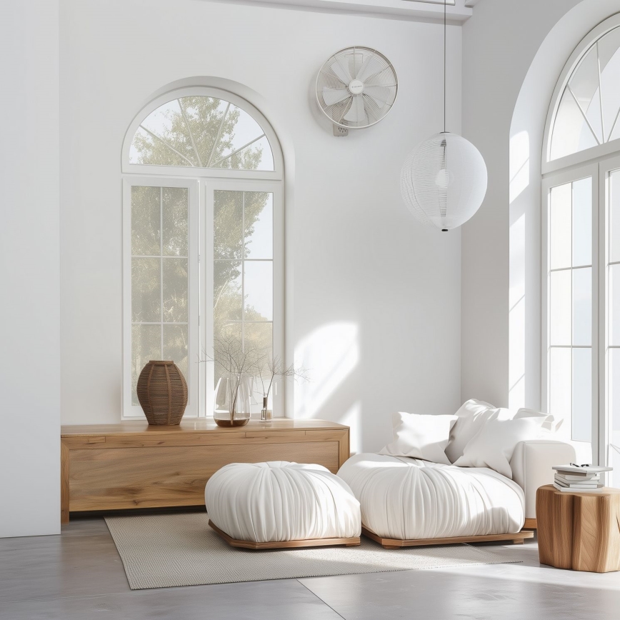 ZEVENTI - Nástěnný ventilátor FREEZE 50W/230V pr. 45 cm bílá + dálkové ovládání