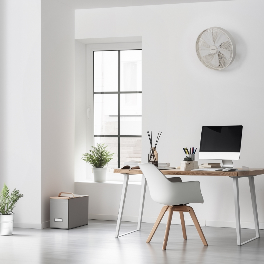ZEVENTI - Nástěnný ventilátor FREEZE 50W/230V pr. 45 cm bílá + dálkové ovládání