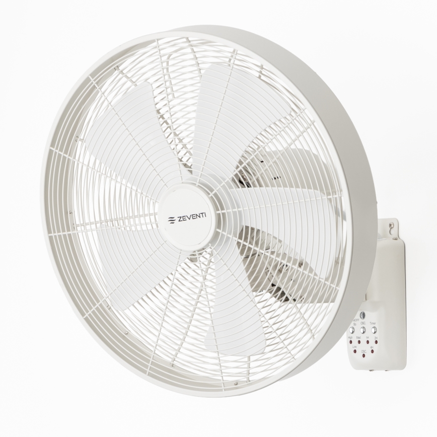 ZEVENTI - Nástěnný ventilátor FREEZE 50W/230V pr. 45 cm bílá + dálkové ovládání
