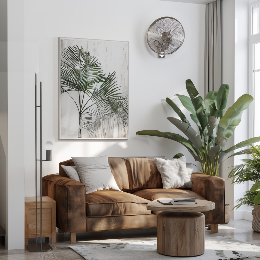 ZEVENTI - Nástěnný ventilátor FREEZE 50W/230V pr. 45 cm matný chrom + dálkové ovládání