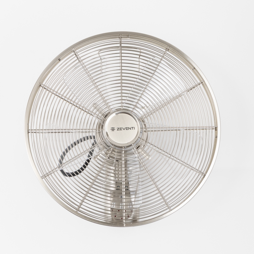 ZEVENTI - Nástěnný ventilátor FREEZE 50W/230V pr. 45 cm matný chrom + dálkové ovládání