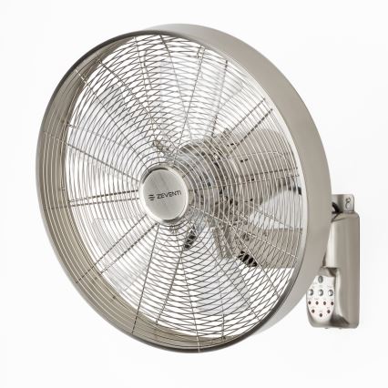 ZEVENTI - Nástěnný ventilátor FREEZE 50W/230V pr. 45 cm matný chrom + dálkové ovládání