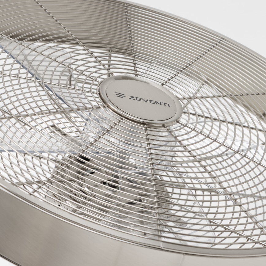 ZEVENTI - Nástěnný ventilátor FREEZE 50W/230V pr. 45 cm matný chrom + dálkové ovládání