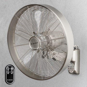ZEVENTI - Nástěnný ventilátor FREEZE 50W/230V pr. 45 cm matný chrom + dálkové ovládání