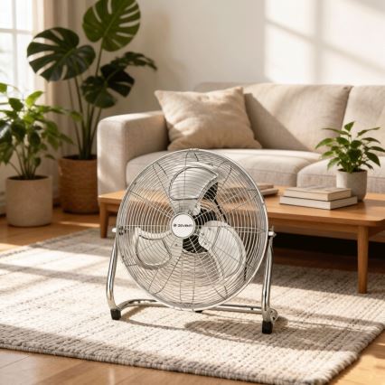 ZEVENTI - Podlahový ventilátor FLOW 100W/230V pr. 54 cm lesklý chrom
