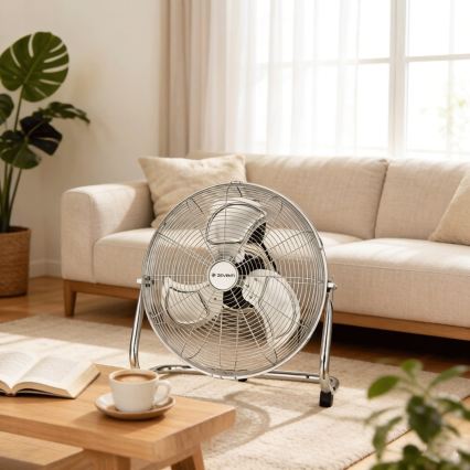 ZEVENTI - Podlahový ventilátor FLOW 100W/230V pr. 54 cm lesklý chrom
