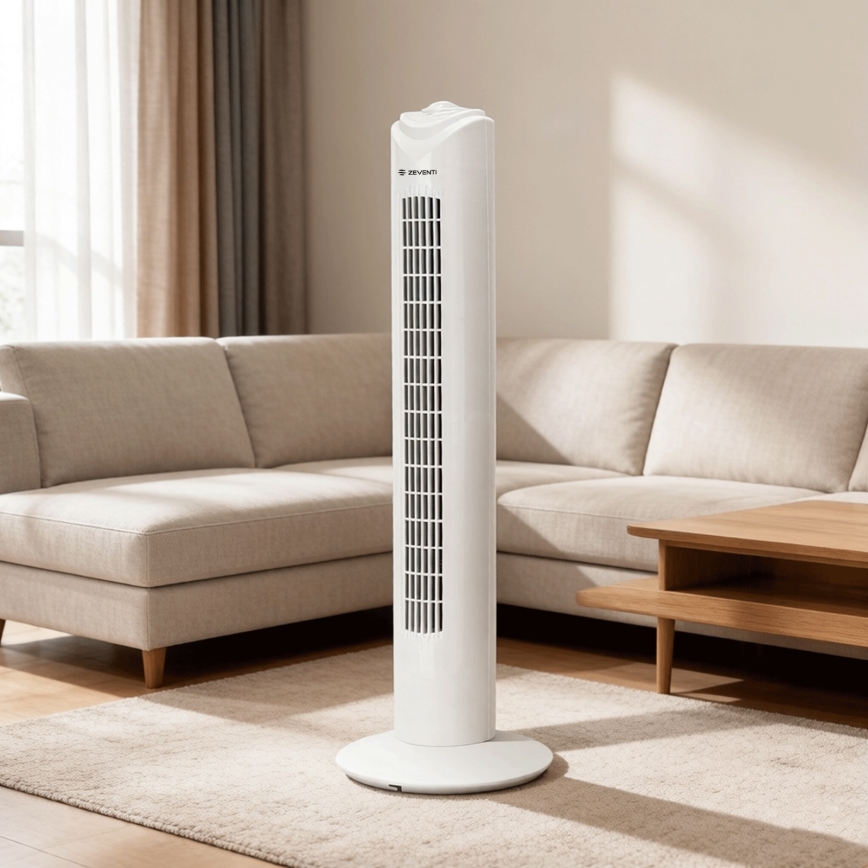ZEVENTI - Sloupový ventilátor FLOW 45W/230V bílá