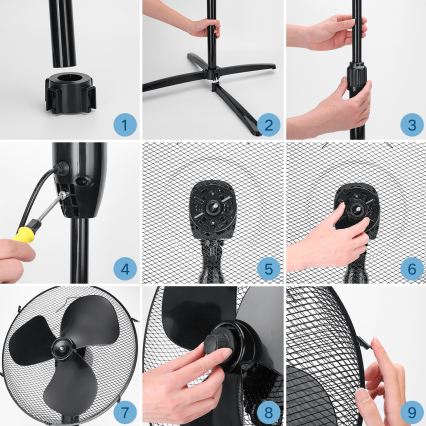 ZEVENTI - Stojanový ventilátor FLOW 40W/230V 120 cm černá