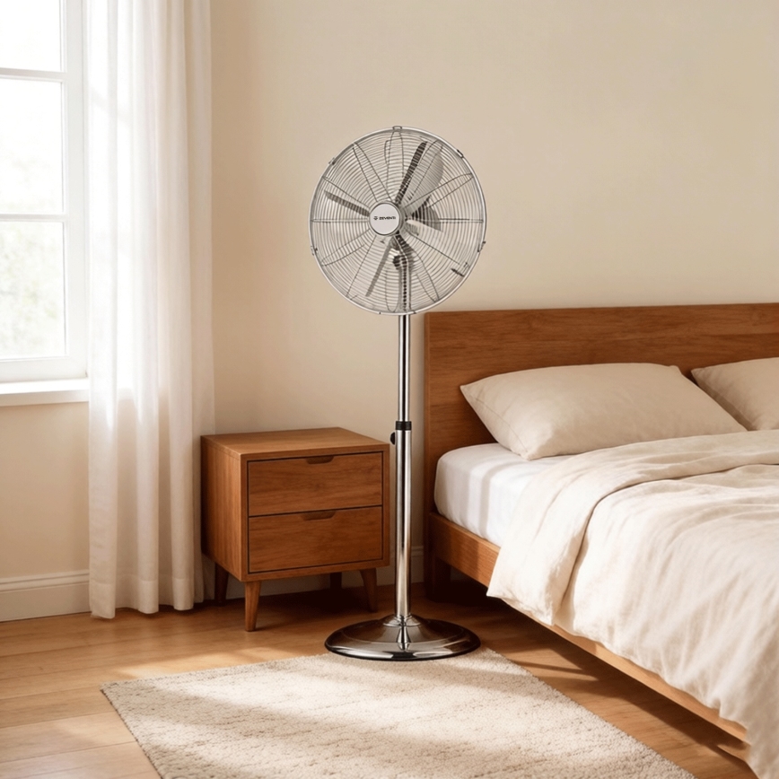 ZEVENTI - Stojanový ventilátor FLOW 50W/230V pr. 45 cm lesklý chrom