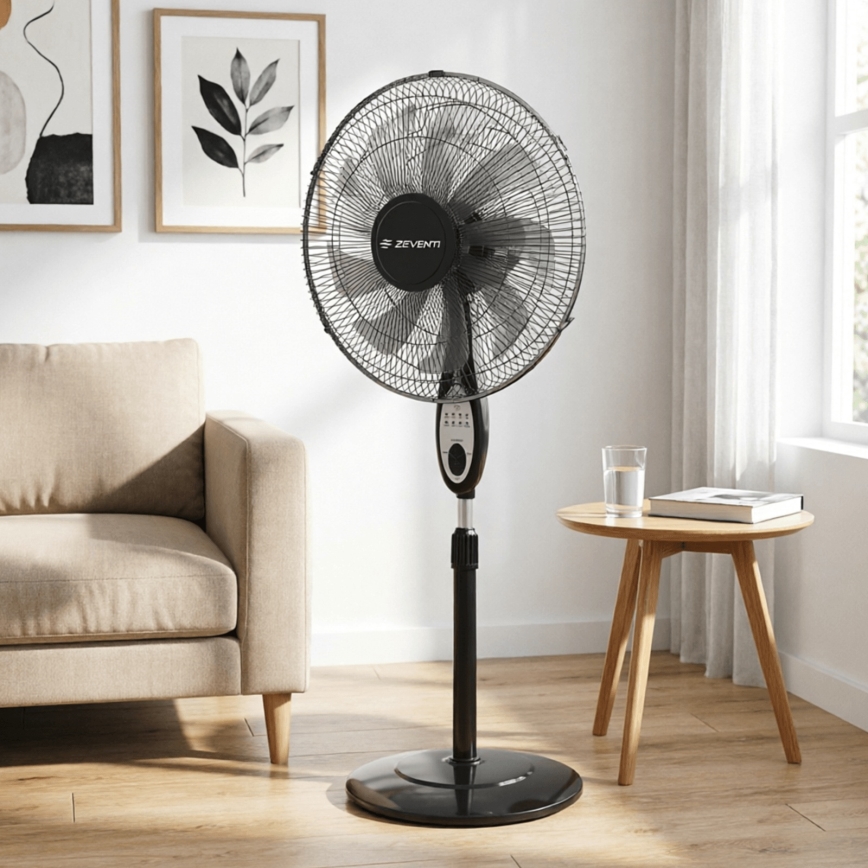 ZEVENTI - Stojanový ventilátor FLOW 55W/230V 130 cm černá + dálkové ovládání