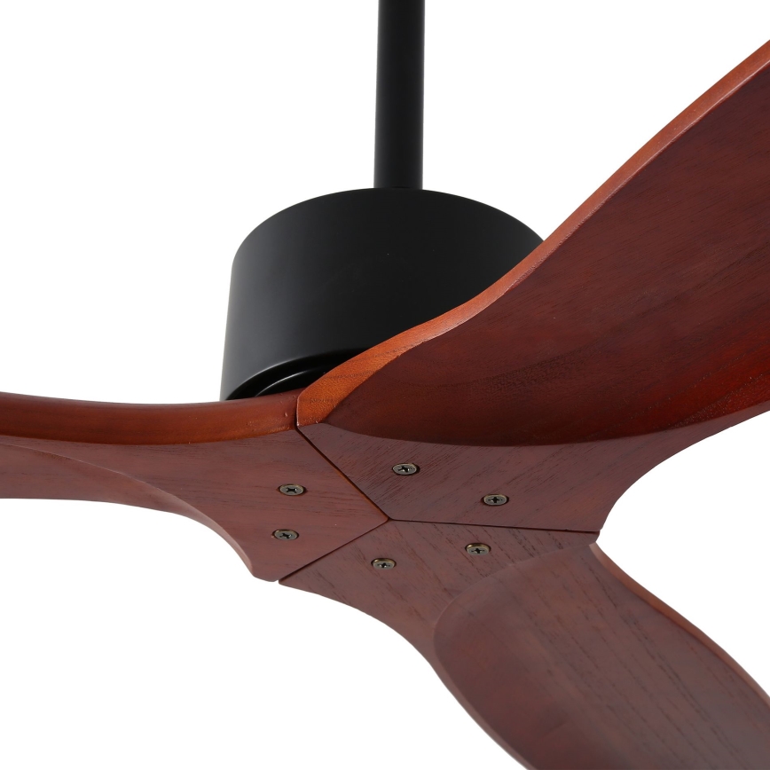 ZEVENTI - Stropní ventilátor CUENCA Wi-Fi Tuya černá/dub + dálkové ovládání