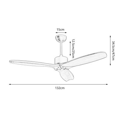 ZEVENTI - Stropní ventilátor CUENCA Wi-Fi Tuya černá/dub + dálkové ovládání