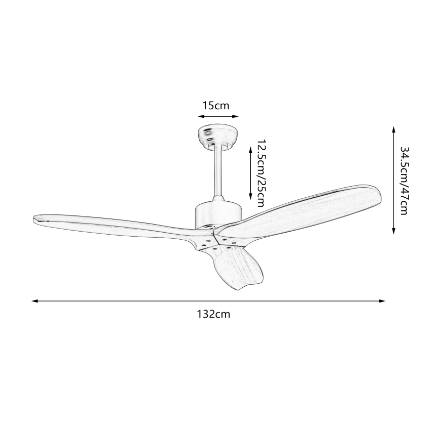 ZEVENTI - Stropní ventilátor CUENCA Wi-Fi Tuya černá/dub + dálkové ovládání