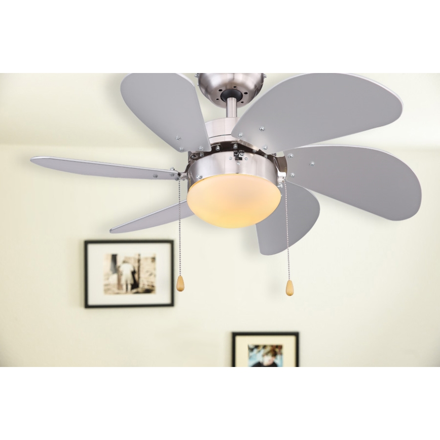 ZEVENTI - Stropní ventilátor FAMARA 1xE14/60W/230V šedá