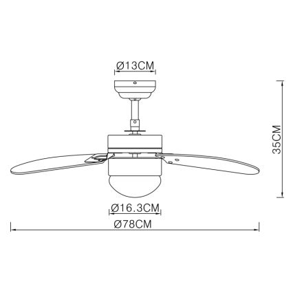 ZEVENTI - Stropní ventilátor FAMARA 1xE14/60W/230V šedá