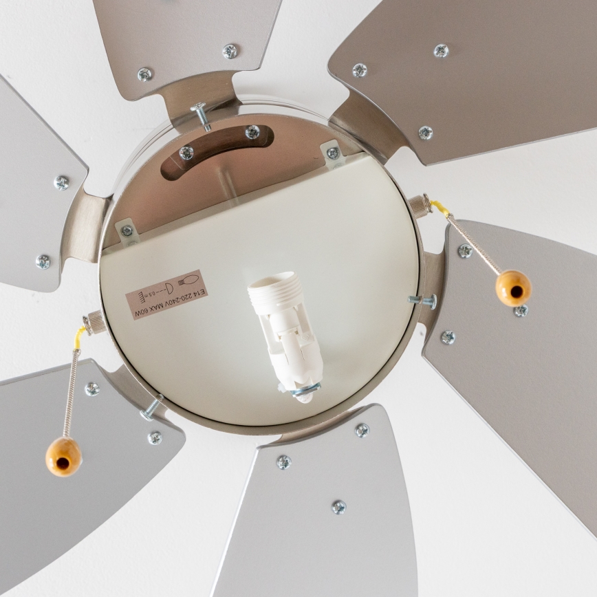 ZEVENTI - Stropní ventilátor FAMARA 1xE14/60W/230V šedá