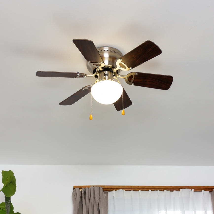 ZEVENTI - Stropní ventilátor GALDANA 1xE27/60W/230V hnědá/béžová