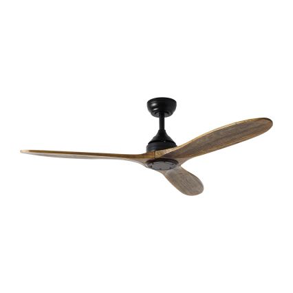 ZEVENTI - Stropní ventilátor LAURIA Wi-Fi Tuya černá/dub + dálkové ovládání