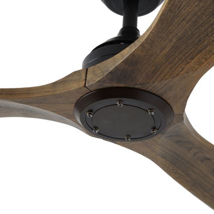 ZEVENTI - Stropní ventilátor LAURIA Wi-Fi Tuya černá/dub + dálkové ovládání