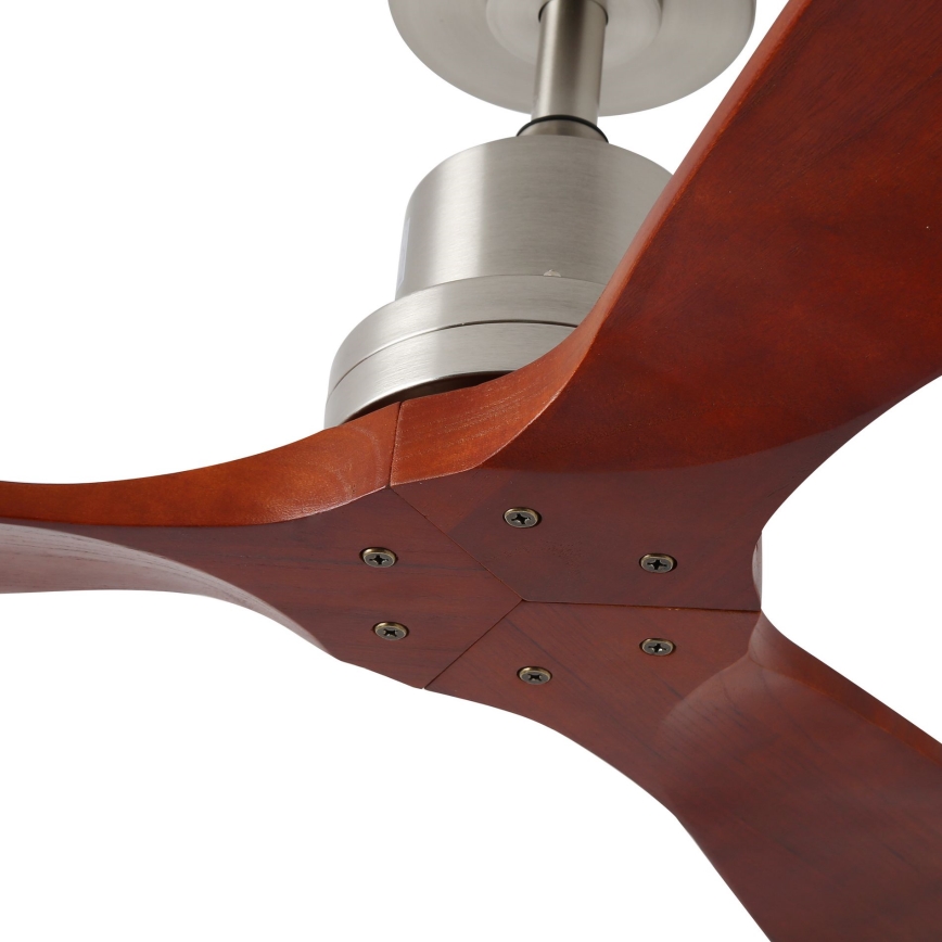 ZEVENTI - Stropní ventilátor LIONI Wi-Fi Tuya matný chrom/dub + dálkové ovládání