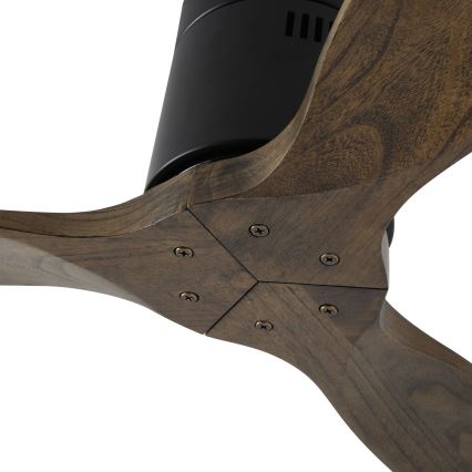 ZEVENTI - Stropní ventilátor SPELLO Wi-Fi Tuya černá/dub + dálkové ovládání