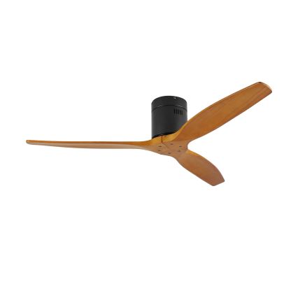 ZEVENTI - Stropní ventilátor SPELLO Wi-Fi Tuya černá/dub + dálkové ovládání