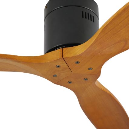 ZEVENTI - Stropní ventilátor SPELLO Wi-Fi Tuya černá/dub + dálkové ovládání