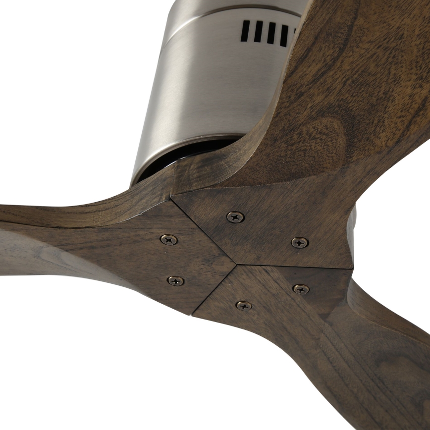 ZEVENTI - Stropní ventilátor SPELLO Wi-Fi Tuya matný chrom/dub + dálkové ovládání
